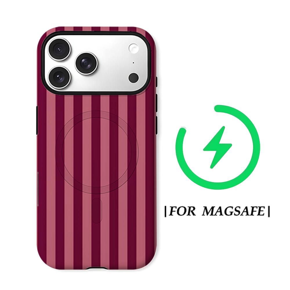 CaseLumi Матовый Бампер для Magsafe Чехол для IPhone 17 16 15 14 Plus 13 Pro Max Ударопрочный Жесткий ПК Бордовые Сердечки Чехол