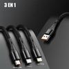 Câble de Charge 3 en 1 - E.F.CONNECTION - Nylon Tressé 1,2 Mètre Noir