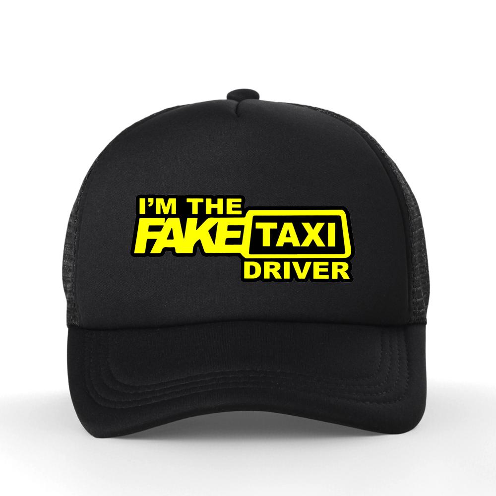 Кепка- snapback с черным принтом "Fake Taxi", высококачественная, с сеткой, дышащая, летняя, мужская, бейсболка