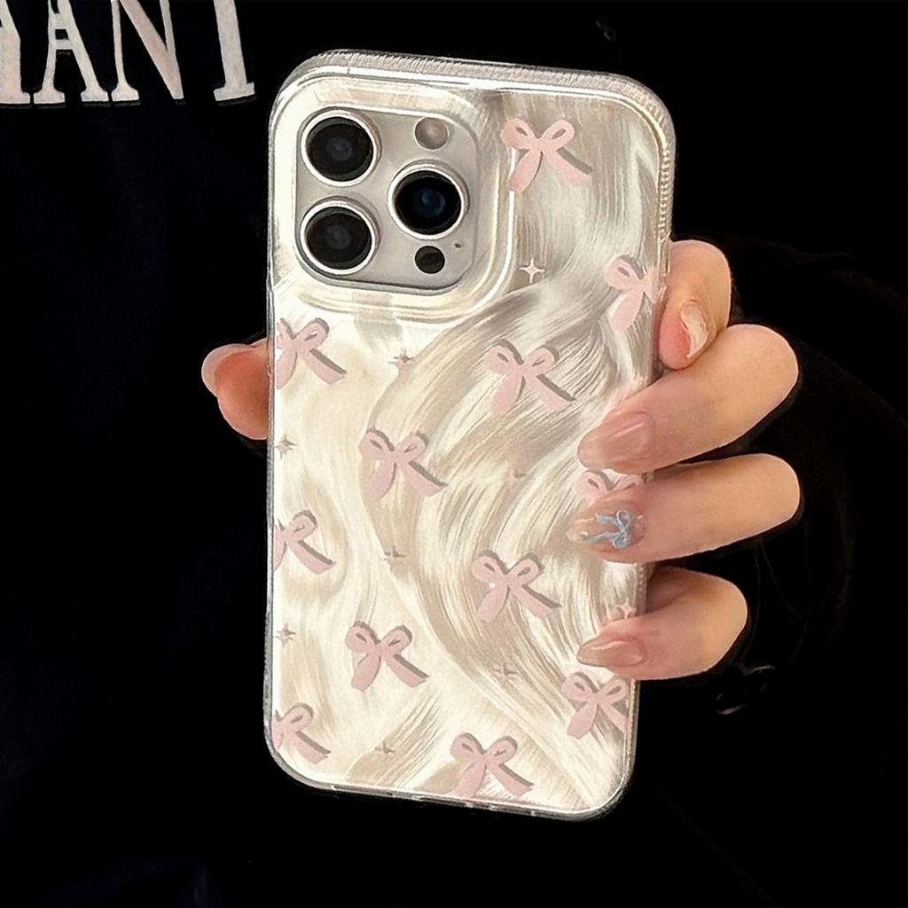 Glitter Bow Phone Case for iPhone 17 16 15 14 13 Pro Max, Cute Rhinestone Bowknot Shockproof Cover, Aesthetic Girly Protective Case