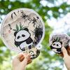 4Pcs Mini Round Pocket Fan Cartoon Reflective Panda Fan Creative Cool Fan  for Summer