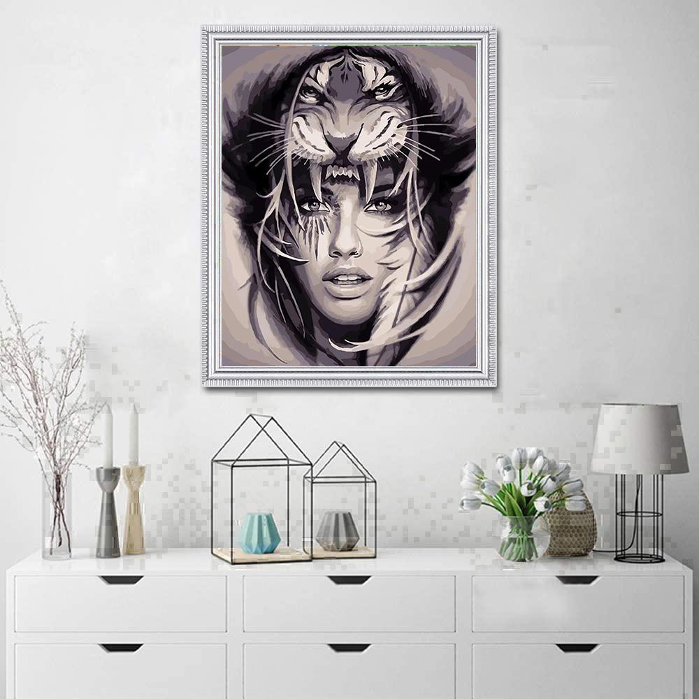 Безрамная картина, сделай сам, картина по номерам, женская раскраска по номерам, акриловая картина на холсте, ручная роспись, искусство рисования