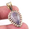 Natural Iolite Gemstone 925 Solid Sterling Silver Two Tone Pendant 1.25'' E9c76