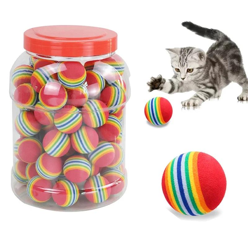 10/20pcs EVA Rainbow Cat Toys Ball Interactive Cat Dog Toy Play Chewing Rattle Scratch Ball Training Balls Pet Toys Cat Supplies