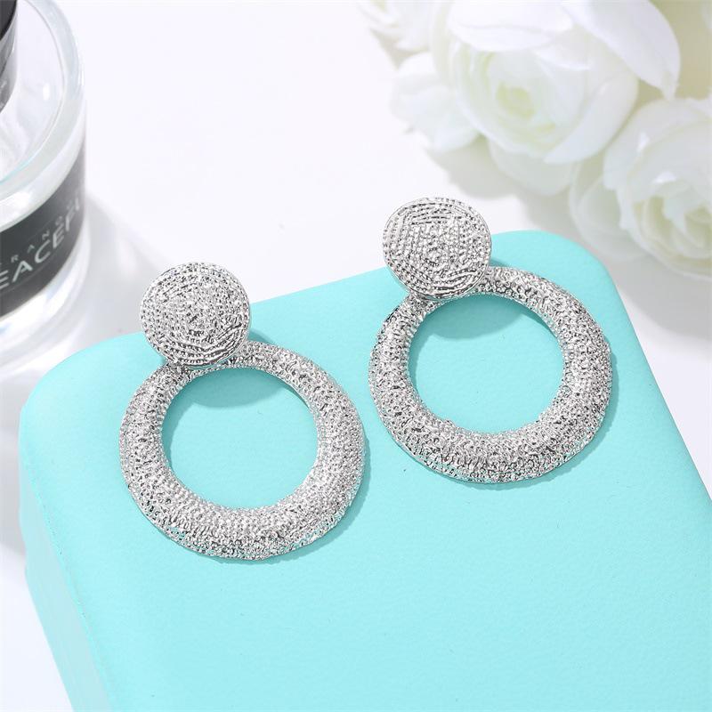 Frosted Geometric Earrings Cold Wind Exaggerated Retro Round Earrings Temperament Wild Earrings MIT