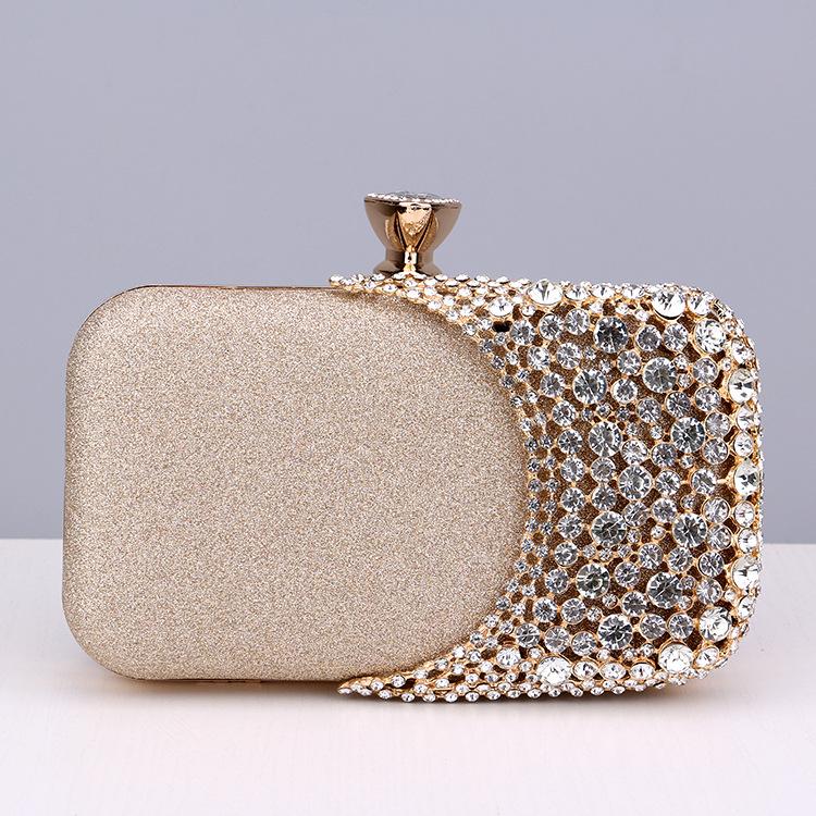 Diamonds Evening Clutch Bag for Women Wedding Shoulder Bag Small Party Handbag with Metal Handle CLE