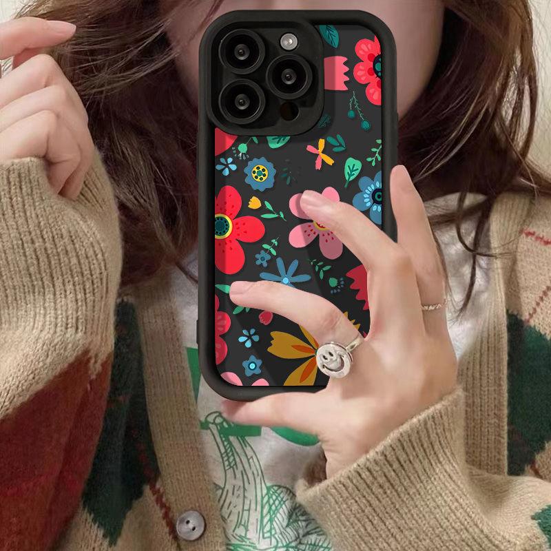 Цветной цветок подходит для чехла на мобильный телефон iPhone17promax Apple 14 13 милый 12 премиальное чувство 15 защитный чехол