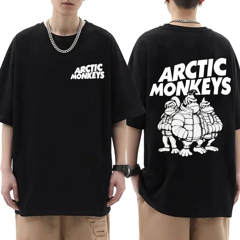 Летняя мужская футболка Arctic Monkeys Inspired Album List Doodle Print Vintage Women Hip Hop Punk Short Sleeve T Shirts Streetwear