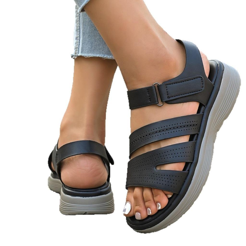 Слипоны повседневные пляжные туфли летние модные женские босоножки на танкетке с заклепками «рыбий рот» легкие удобные женские сандалии