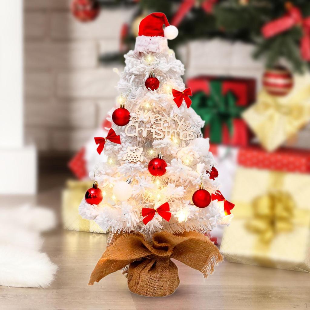 Tabletop Christmas Tree Mini Artificial with 20 LEDs Lights & Ball for