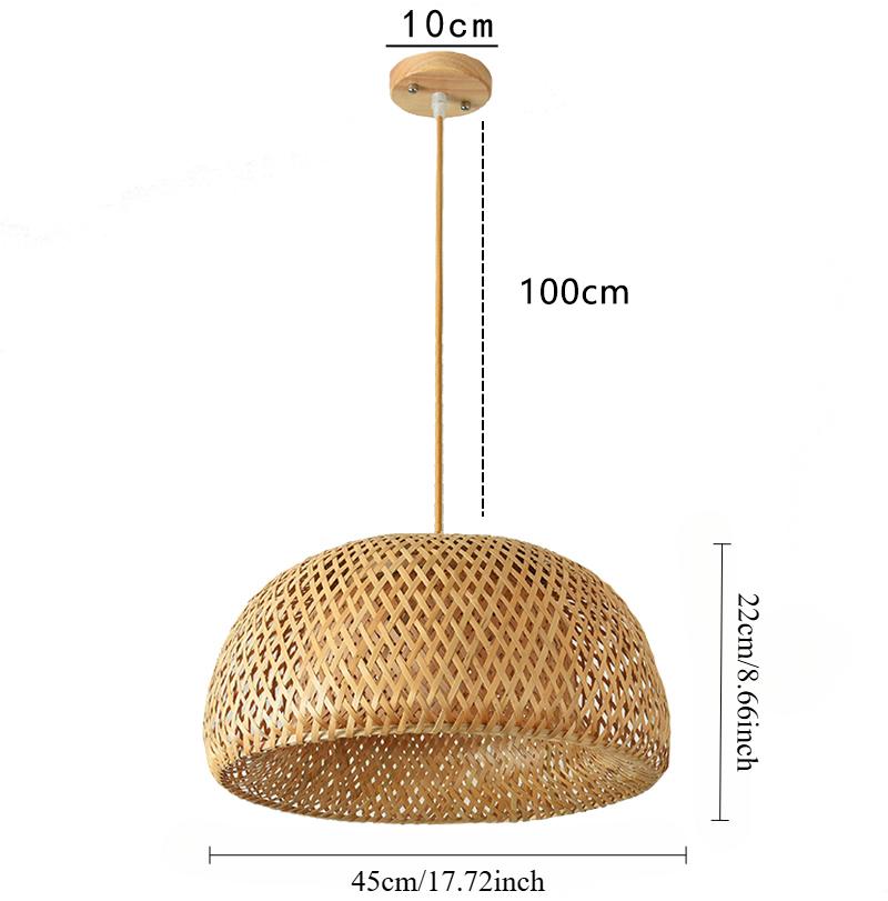 Bamboo Lantern 38/45cm Pendant Lamp Natural Rattan Wicker E27 Chandeliers Hand-Woven Lampshades Lighting Fixture Hanging Light