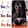 Sparkling Rhinestones Horse Keychain Colorful Backpack Pendant Car Key Chain  Backpack Decoration