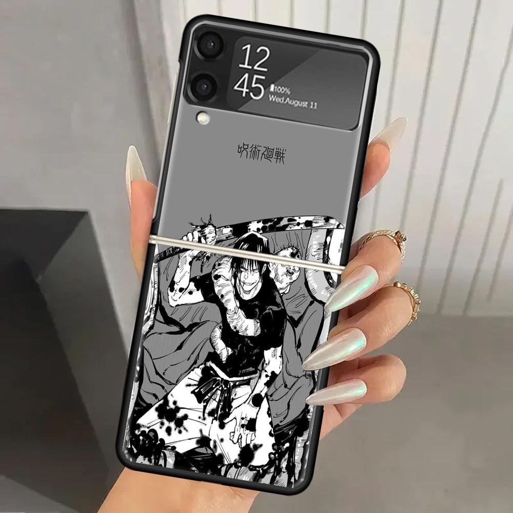 Чехол для телефона Jujutsus Fushiguro Toji из жесткого ПК для Samsung Galaxy Z Flip 7 6 5 4 3 Черный ZFlip7 ZFlip6 Flip5 Flip4 Flip3 5G Печать Co