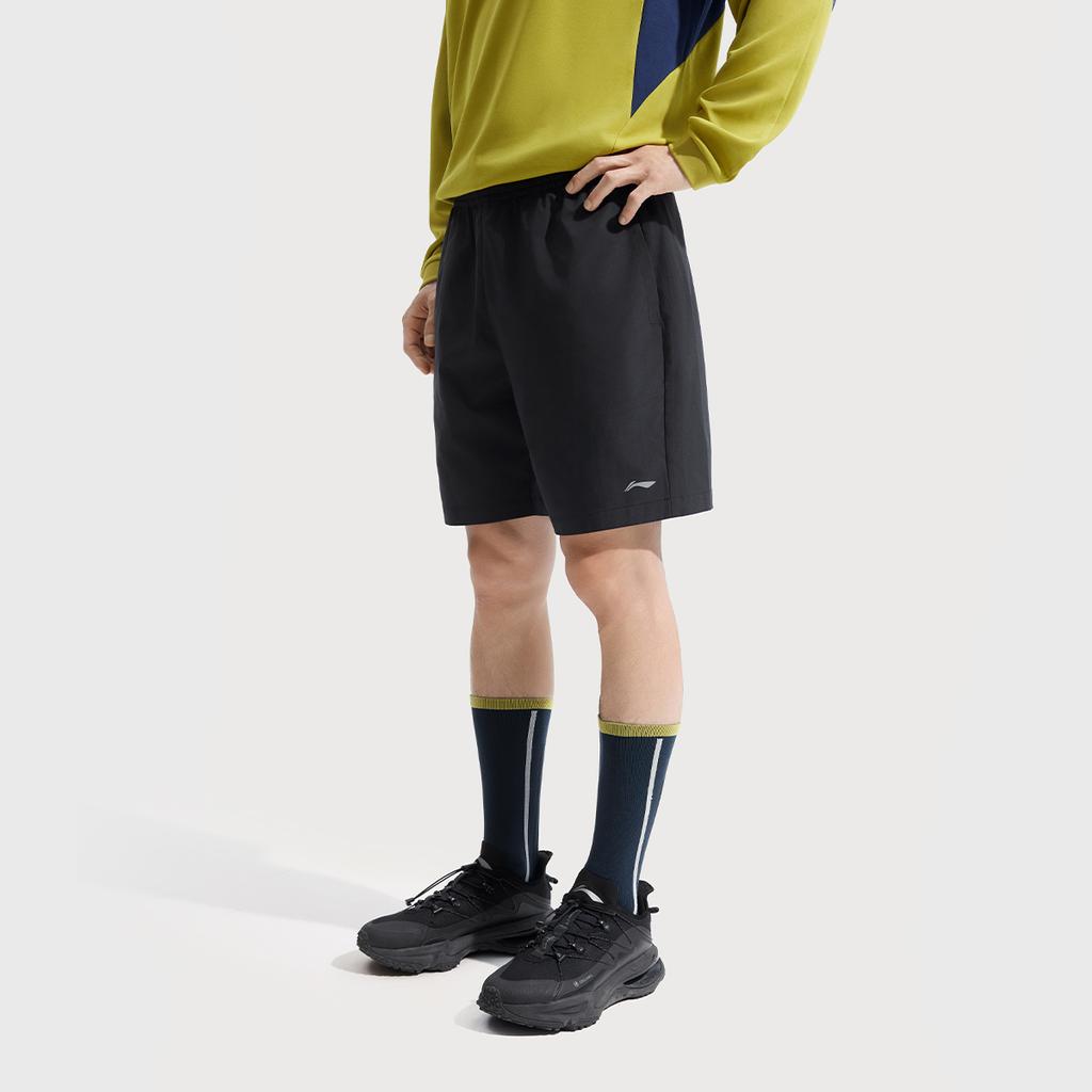 Li-Ning Fashionable Comfortable Quick-Dry Cool Antistatic Solid Color Mid-Waist Breathable Versatile Straight-Leg Sports Shorts Men Shorts AKSV633-1