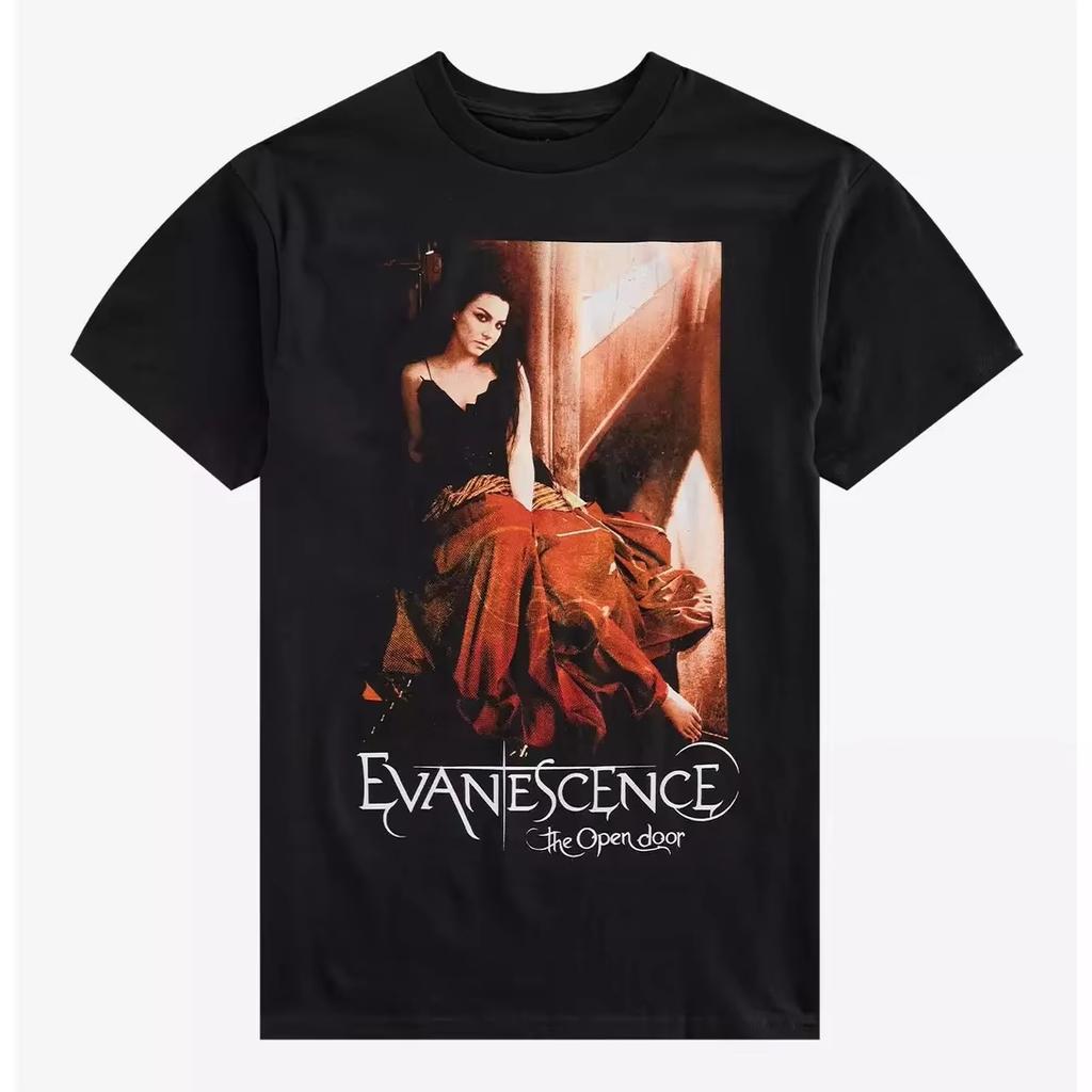 Летняя горячая распродажа Evanescence 2026 Тур Группа Хлопковая футболка с принтом Мужская Женская Винтажная Хип-хоп Уличная одежда Оверсайз футболка
