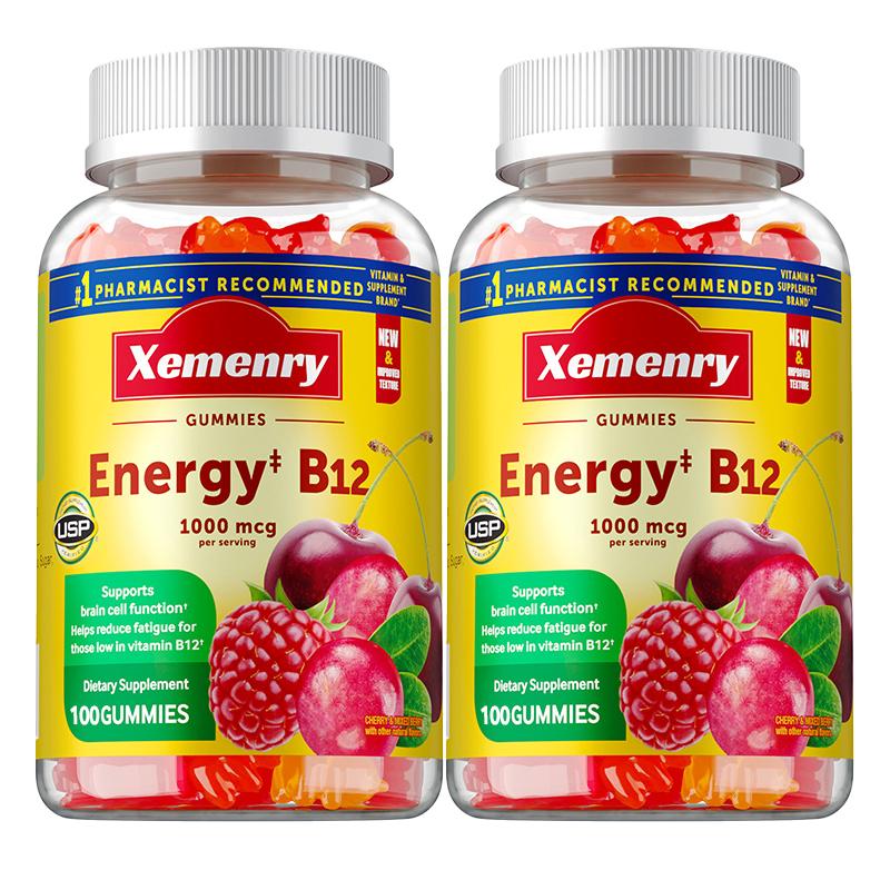 Vitamin B12 gummies, rich in vitamin B12 extract, each serving contains 1000 micrograms, suitable for adults.