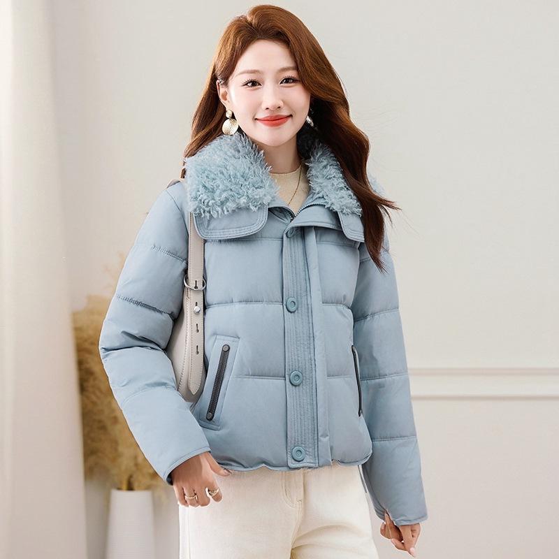 Women's fashion temperament cold-proof and warm down cotton clothes lamb wool lapel cotton-padded clothes winter new models