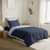 Complete Pack 4 Pieces Navy/Sky Blue Reversible Duvet Cover for Bed 90 X 190 Cm
