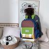 Adorable Color Block Design Lightweight Nylon Kindergarten Backpack For Boys And Girls