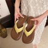 Шлепанцы на толстой подошве женские модные для улицы летние новые с пяточным ремешком из пеньковой веревки для маленьких ног холодные тапочки