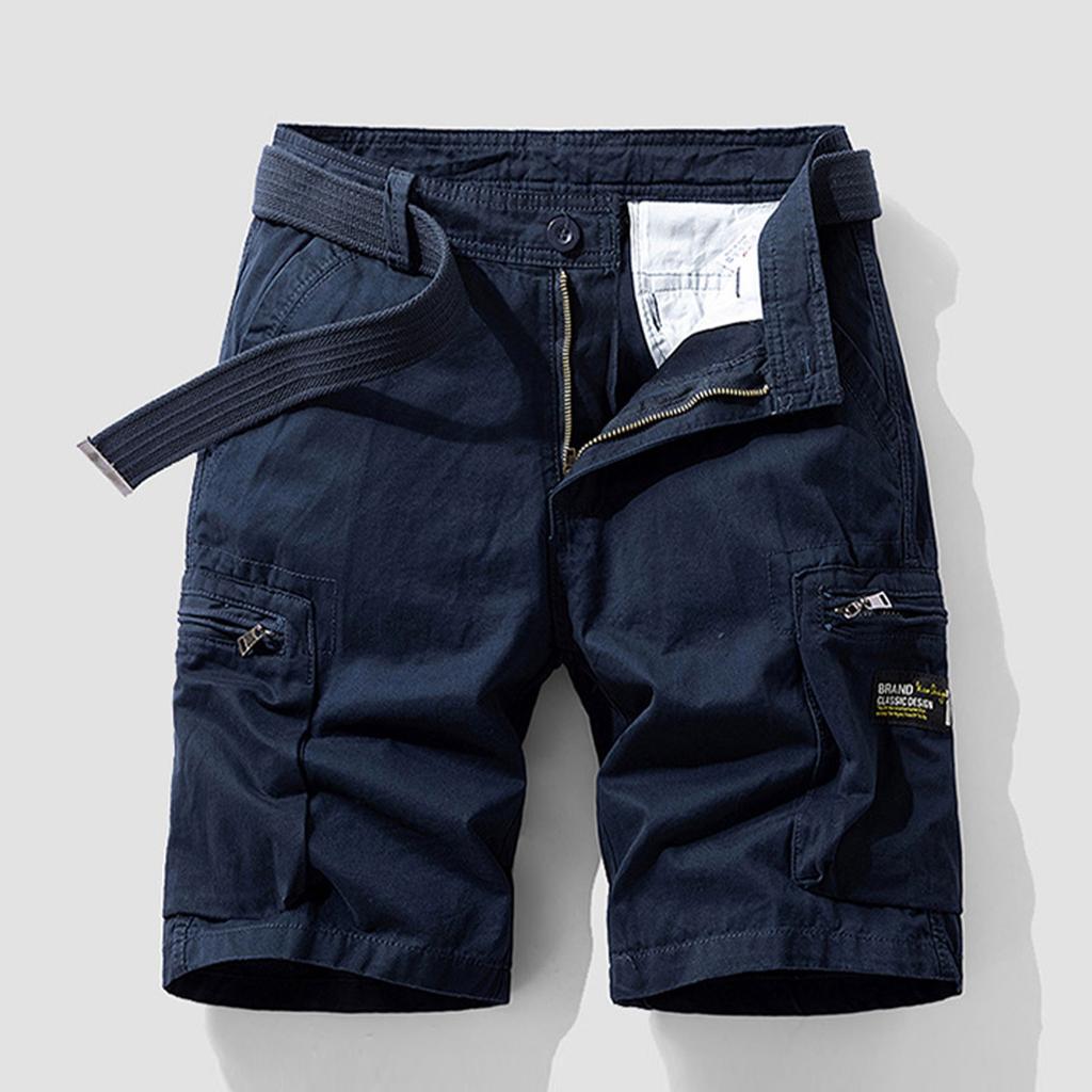 Мужские шорты карго, повседневные рабочие шорты для улицы, ретро свободные шорты карго с несколькими карманами и молнией