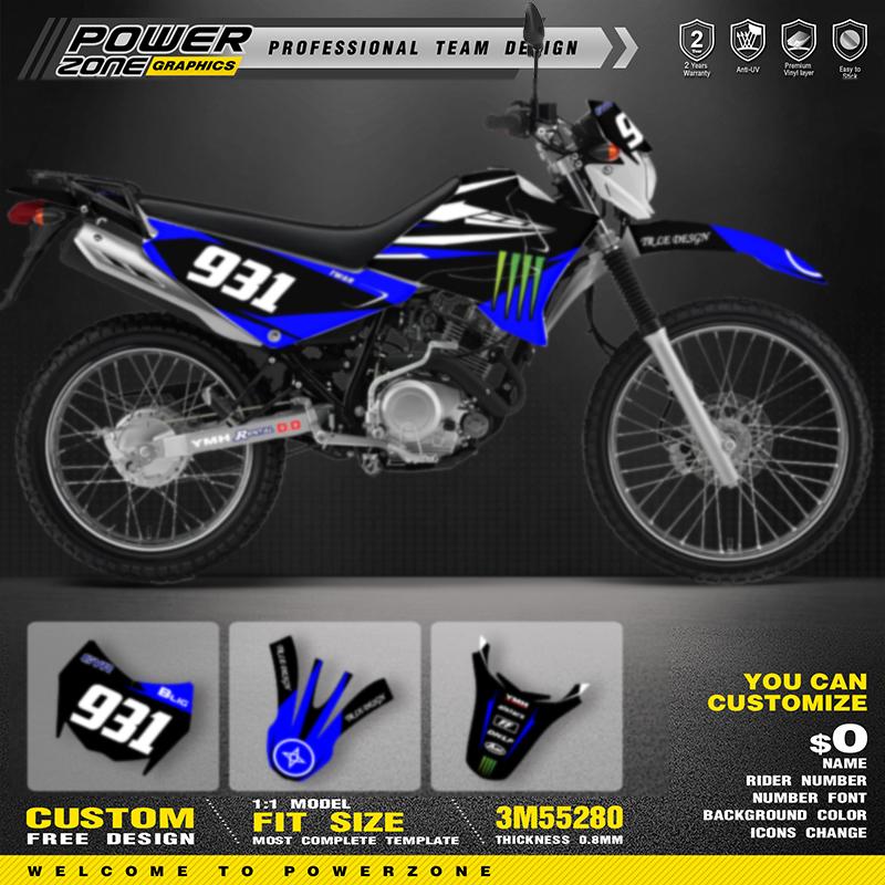PowerZone Custom Team Graphics Decals Sticker Kit DECO Dekor For YAMAHA XTZ125 Customized Rider ID Number Name