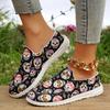 2024 New Halloween Printing Flat Shoes Fashion Skull Canvas Women's Shoe Slip On Flat Lightweight Women's Vulcanized Shoes