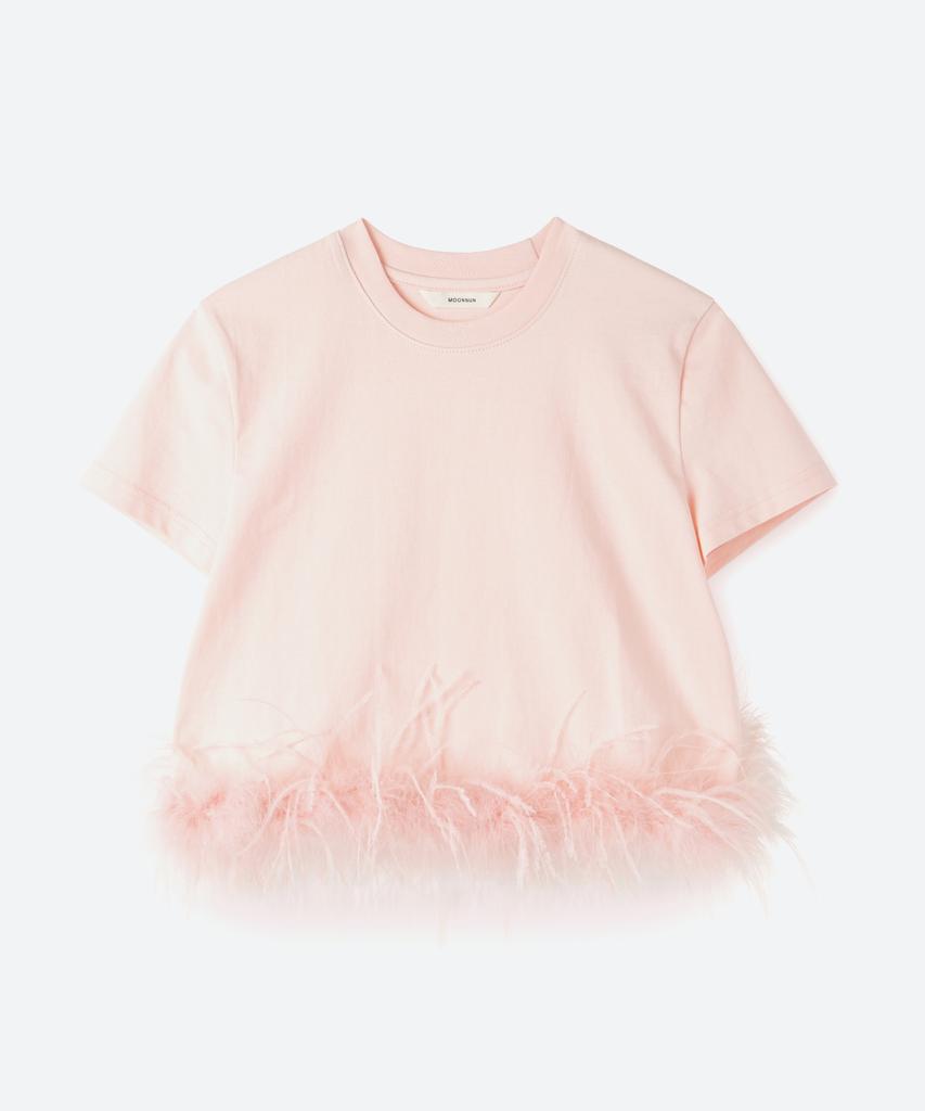 MOONSUN El Sol Ostrich Hair T-Shirt / Flamingo