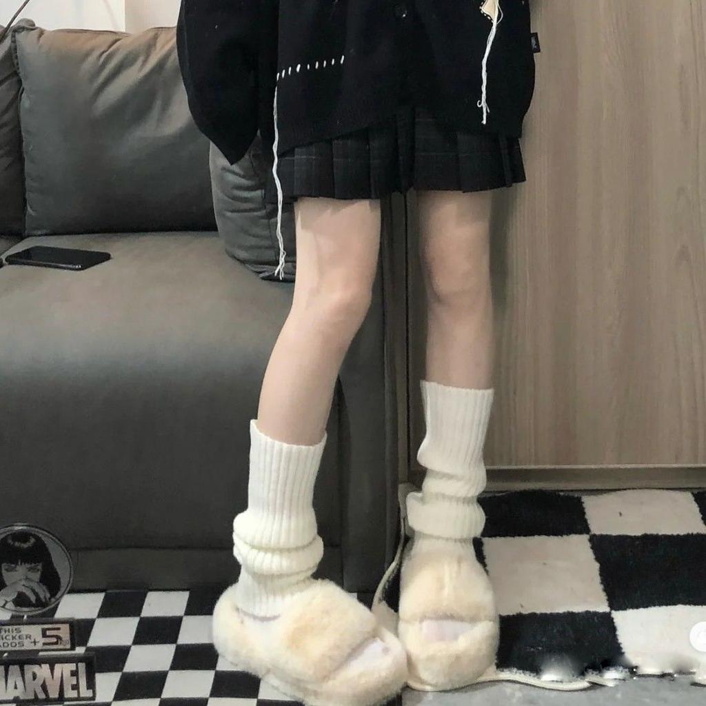 Японский стиль Плотная вязка Толстые Миди гетры Женские Форма JK Y2K Наслоенные носки Наслоенные леггинсы