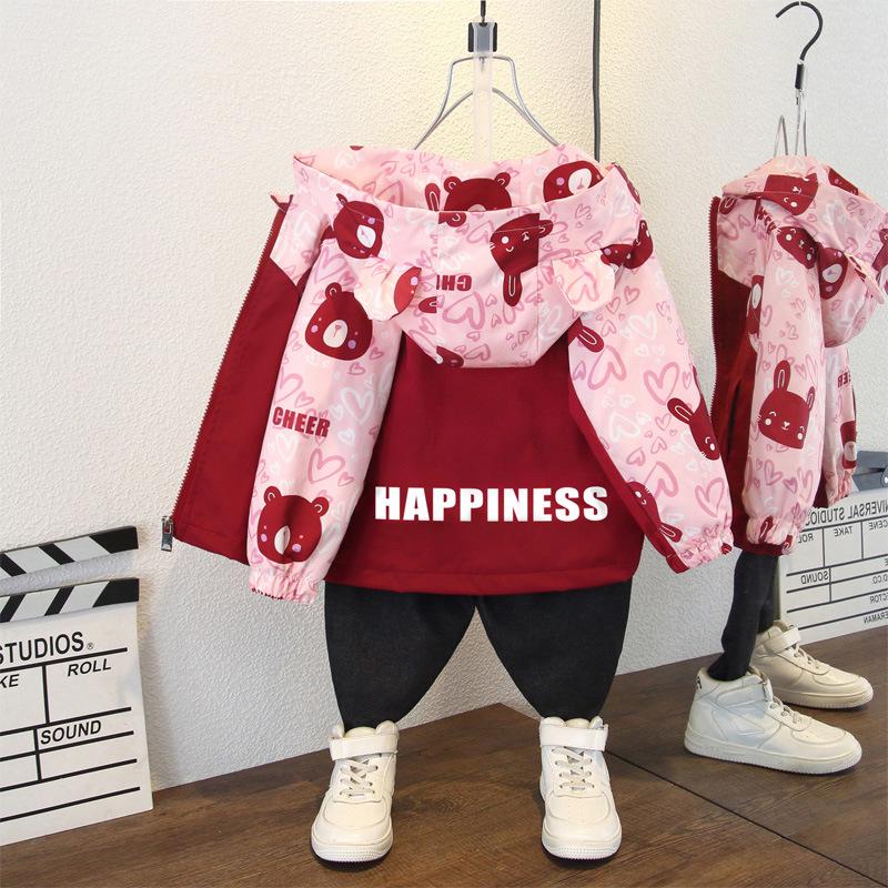 Пальто для девочек 2025 Весна и осень Детская свободная повседневная куртка Модная куртка для мальчиков Hardshell