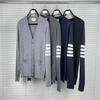 Unisex TB Classic 5-Button Cashmere Wool Cardigan with Four-Bar Detail