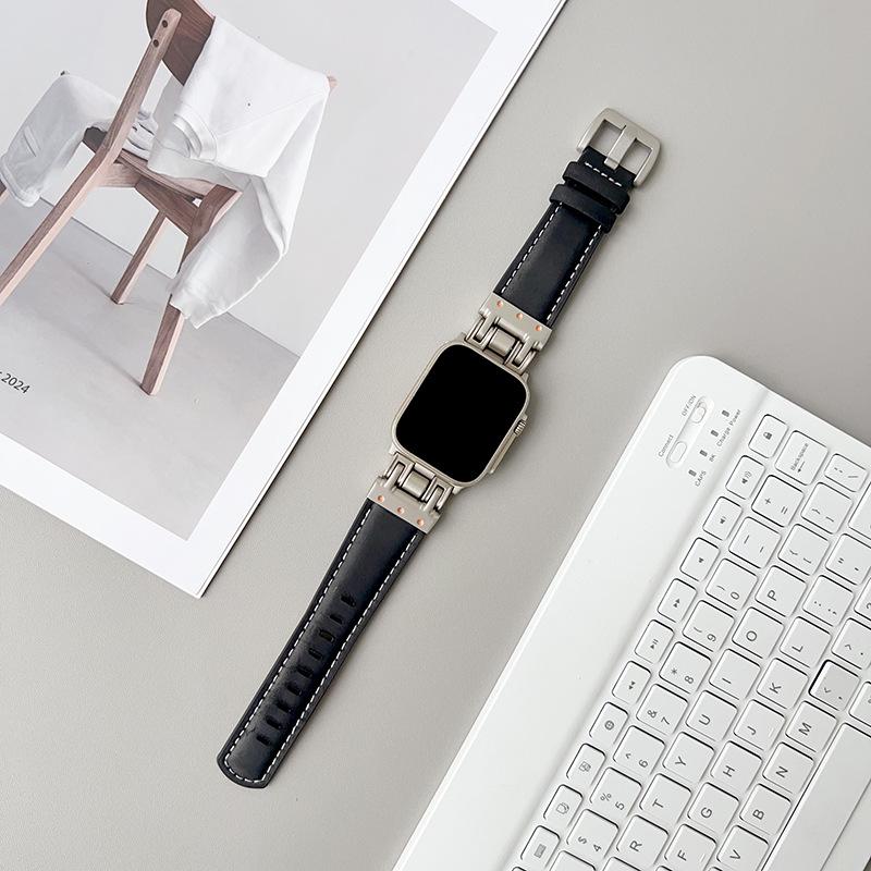 Модный кожаный ремешок для запястья с узором Crazy Horse для Apple iWatch S9.