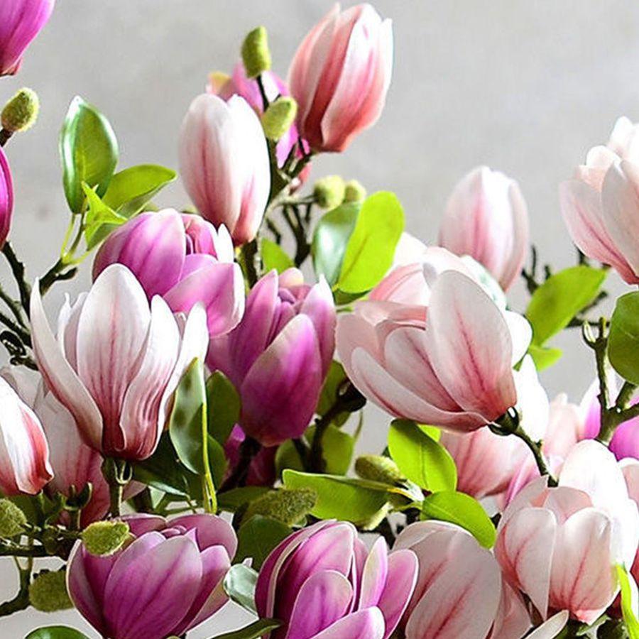 Artificial Flower Silk Magnolia Bouquet Diy Photo Props Wedding Bridal Garland Table Party Room Home Room Outdoor Garden Decor