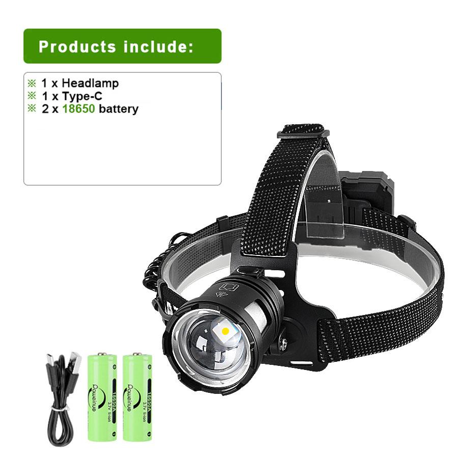 Super Powerful Headlamp 18650 Rechargeable High Power LED Head Flashlight Fishing Head Lantern Professional Front Light