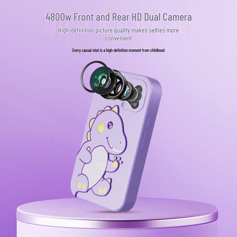 New D17 Dual Camera Kids' Cartoon Camera Phone - HD Video, Cute Mini Design, Perfect Gift for Photography.