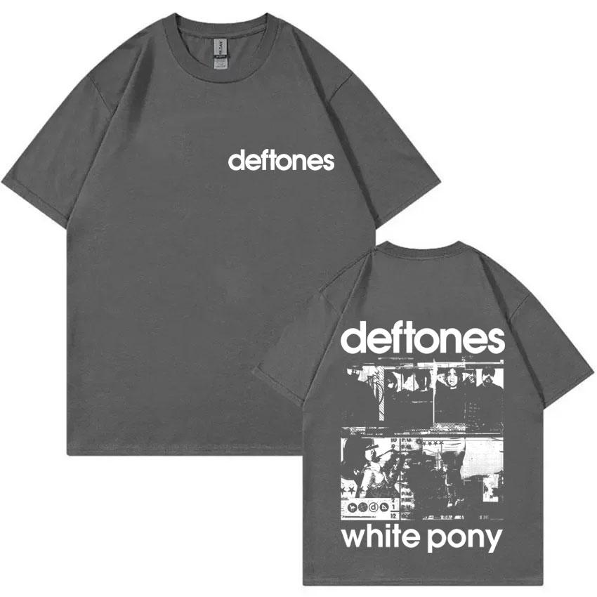 Rock Band Deftones White Pony Double Sided Print Tshirt Unisex Hip Hop Alternative Metal Oversized Streetwear Male Fashion Tshirt