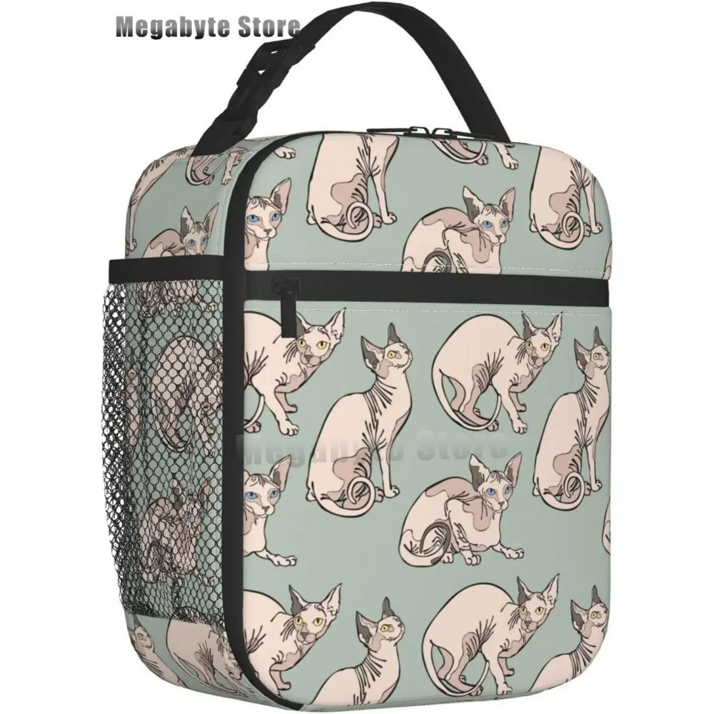 Черный кот ланч-бокс смешной кот ланч-бокс для детей подростков девочек женщин взрослых холодильник изолированный цветочный ланч-бокс для школы работы путешествий