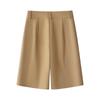 Женские шорты от костюма цвета хаки: Весна/Лето 2025 Свободные, С высокой талией, Слимминг, Прямые-Широкие брюки, Пятиточечные брюки.