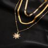 Новое простое многослойное ожерелье золотого цвета, колье с геометрическим кулоном в виде звезды и луны для женщин, колье-чокер, ювелирные аксессуары