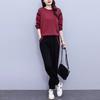 Sports Suit Women's Winter New Foreign Style and Thin Age-reducing Crew Neck Sweater Leggings Two-piece Set