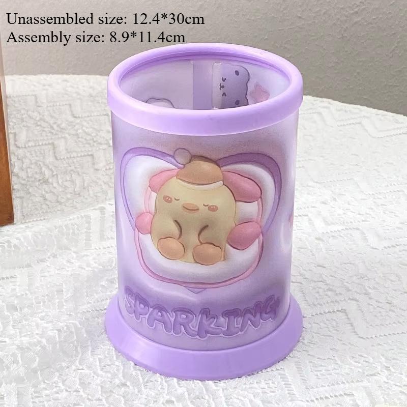 1 шт., симпатичный визуальный 3D-мультяшный узор, пластиковый держатель для ручек, настольный органайзер для косметики для девочек, студенческий офисный ящик для хранения