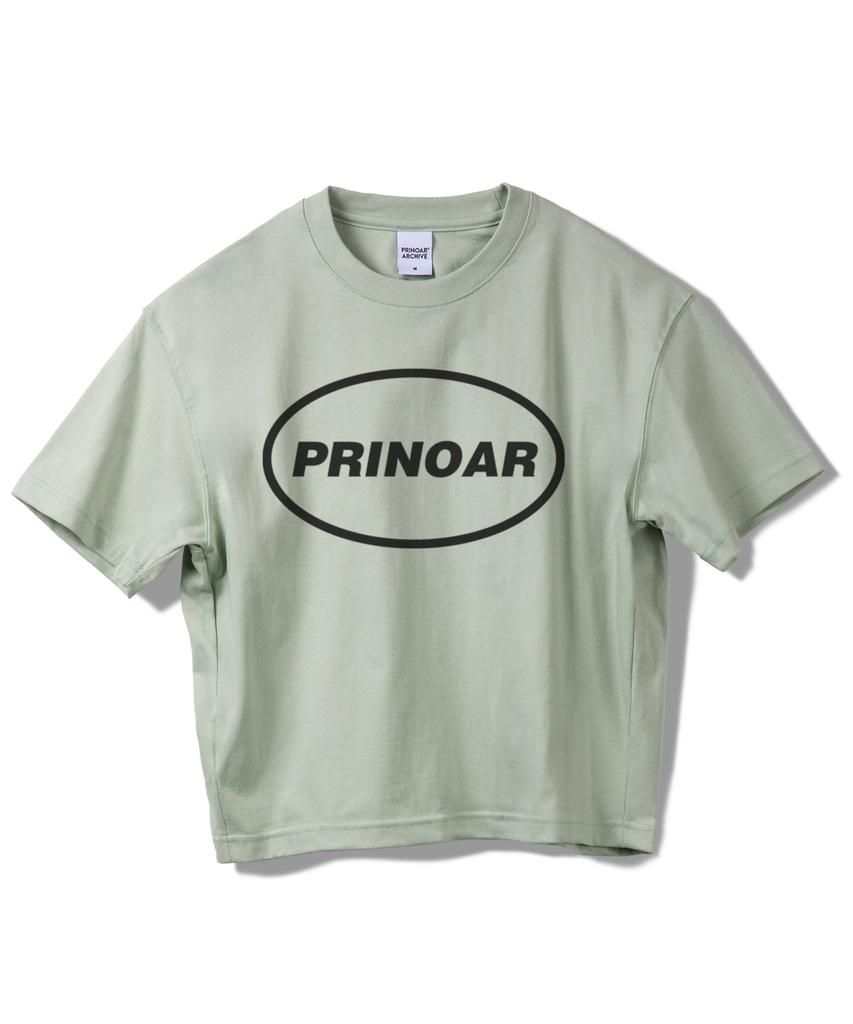PRINOAR Короткая футболка с полуоблегающим кроем и круглым логотипом - Луговой Туман