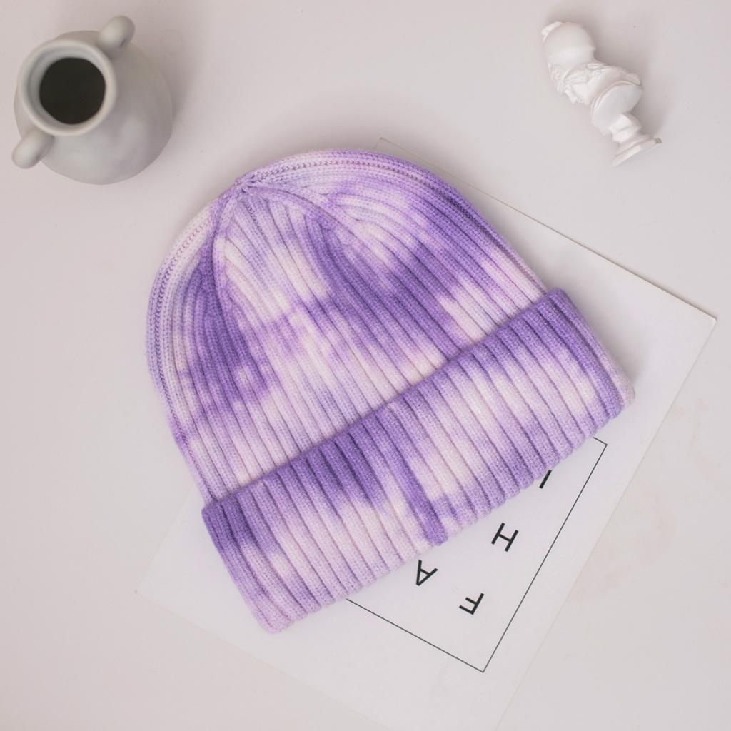Cross-Border Trendy Tie-Dye Knitted beanie Unisex Hip-Hop Sports Warm Japanese Style Thickened Cold Hat