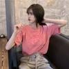 Harajuku printed black short-sleeved t-shirt women's new loose Korean version round neck student Hong Kong style top