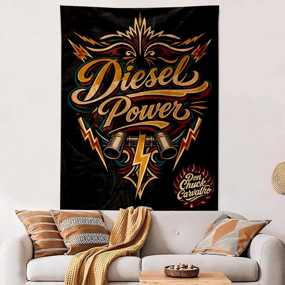 Diesel Power Vintage Graphic Tapestry Patterned tapestry home decor, suitable for bedroom and living room, gift