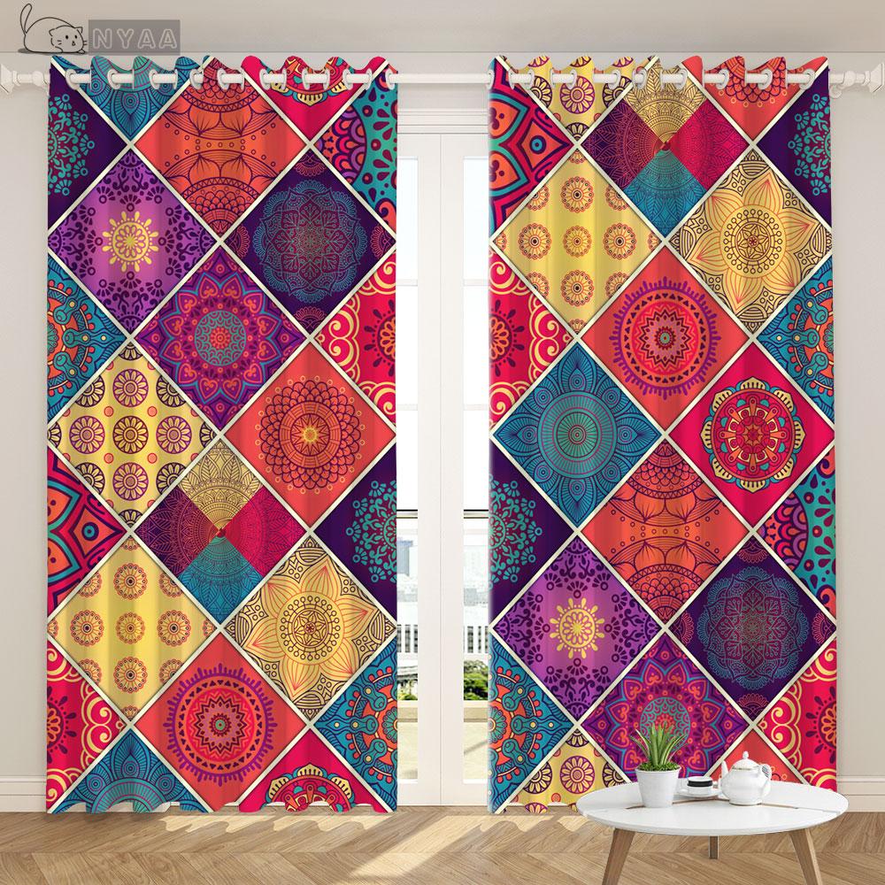 Заказная богемная этническая занавеска с винтажным узором для гостиной и спальни в африканском стиле с цветочным узором