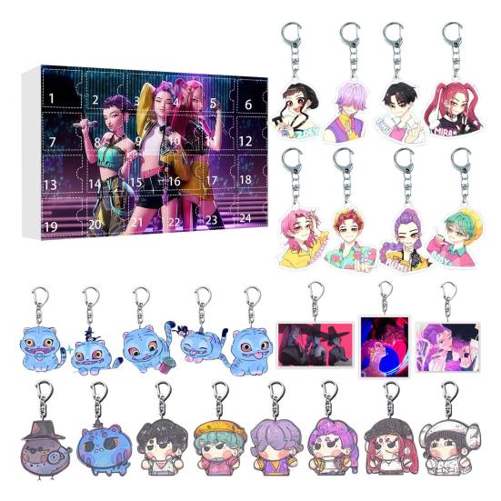 Аниме Рождественский Обратный Отсчет Коробка 24-Дневный Адвент-Календарь с Акриловыми Подвесками-Игрушками