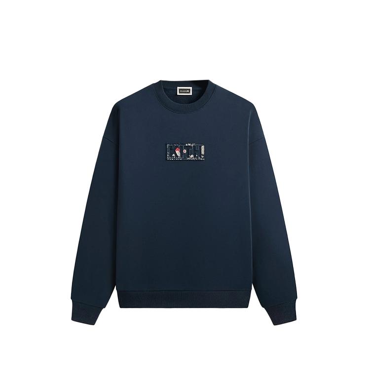 Kith For Columbia Patchwork Vintage Nelson Crewneck Nocturnal Men Tops Blue KHM034120-413