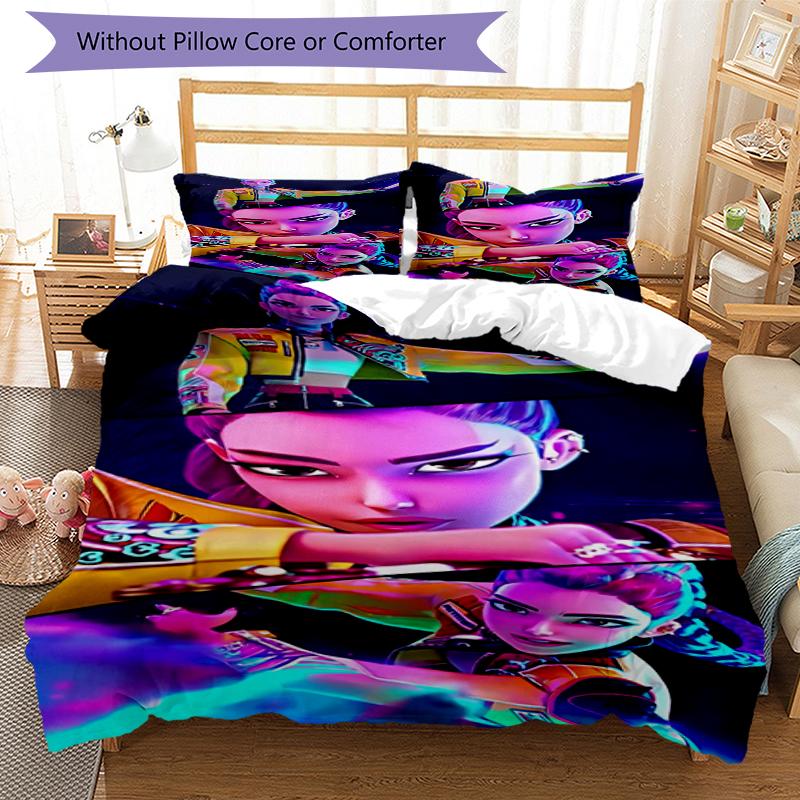 Cyberpunk Cityscape Design Bed Bedding Set 1 Duvet Cover + 2 Pillowcases Soft Breathable Household Bed Linens