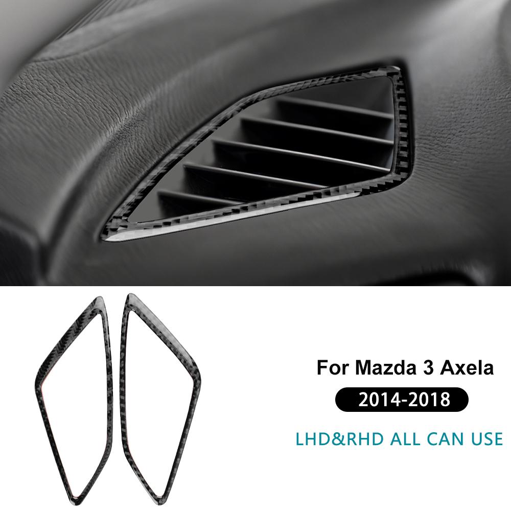 Real Carbon Fiber For Mazda 3 Axela 2014 2015 2016 2017 2018 LHD RHD Car Dashboard Both Side Air Outlet Accessories Sticker gbmqn50